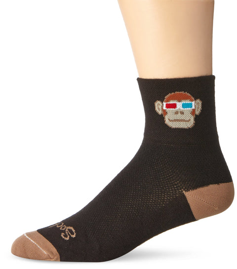 SockGuy Men's Monkey See 3D Socks, Black, Small/Medium