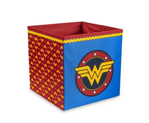 DC Comics Wonder Woman Logo 11-Inch Storage Bin Cube Organizers| Fabric Basket Container, Cubby Cube Closet Organizer | Comic Book Superhero Toys, Gifts And Collectibles