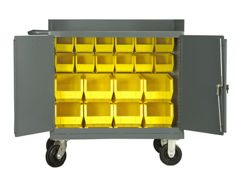 Durham 16 Gauge Welded Steel Mobile Bench Cabinet with 20 Bins, 3100-BLP-20-95