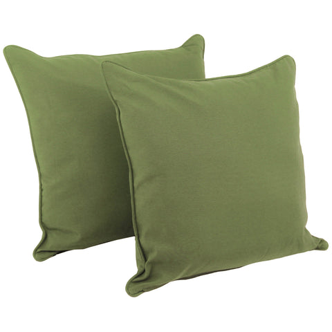 Blazing Needles Double-Corded Solid Twill Square Floor Pillows with Inserts (Set of 2), 25", Sage