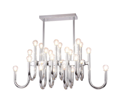 Bethel A Chrome Arched ARM Ceiling Fixture with Clear Glass Shades