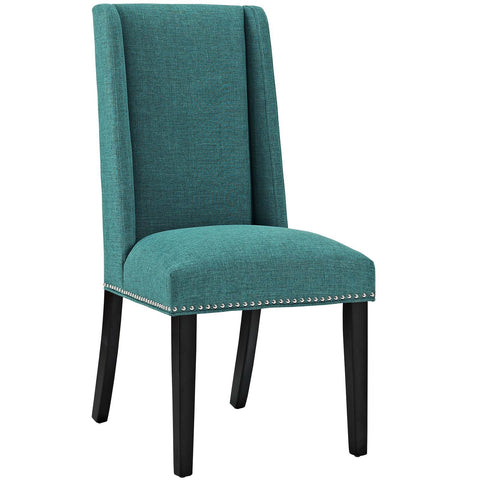 Modway MO- Baron Modern Tall Back Wood Upholstered Fabric, Dining Chair, Teal