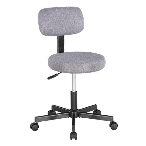 JJS Upholstered Low Back Armless Computer Chair, Ergonomic Adjustable Swivel Small Home Office Desk Chair with Extra Thick Seat Cushion Pad, Gray