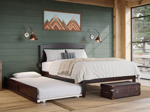 AFI, Warren Full Platform Bed with Twin Trundle, Espresso