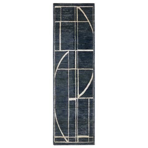 Oriental Weavers Reed Area Rug - RE04B - 2'3" x 7'6" - in Blue/Ivory - Modern Style, Stain Resistant, Family and Pet Friendly, Entryway, Hallway Runner Rug
