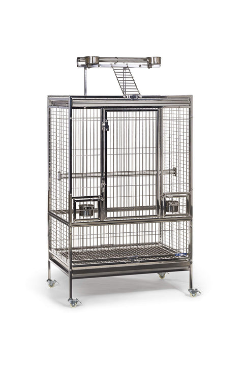 Prevue Pet Products Large Stainless Steel Play Top Bird Cage, Rust Resistant Metal Cage for Birds with Rooftop Ladder and Playtop