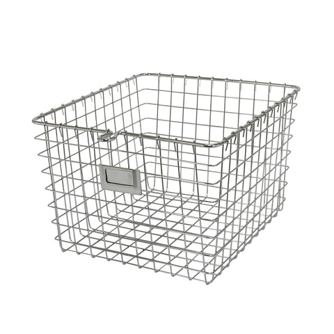 Spectrum Diversified 47970 Wire, Vintage Locker Basket Style, Rustic Farmhouse Chic, Steel Storage for Closets, Pantry, Kitchen, Garage, Bathroom & More, Medium, Pack of 1, Chrome