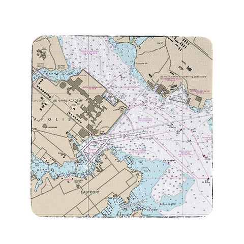 Betsy Drake CT12283AN 4 x 4 in. Annapolis - USNA44; MD Nautical Map Coaster - Set of 4