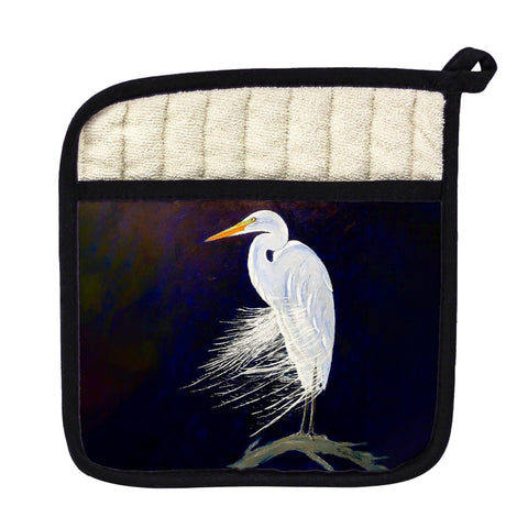 Egret Feathers Pot Holder - 9x9