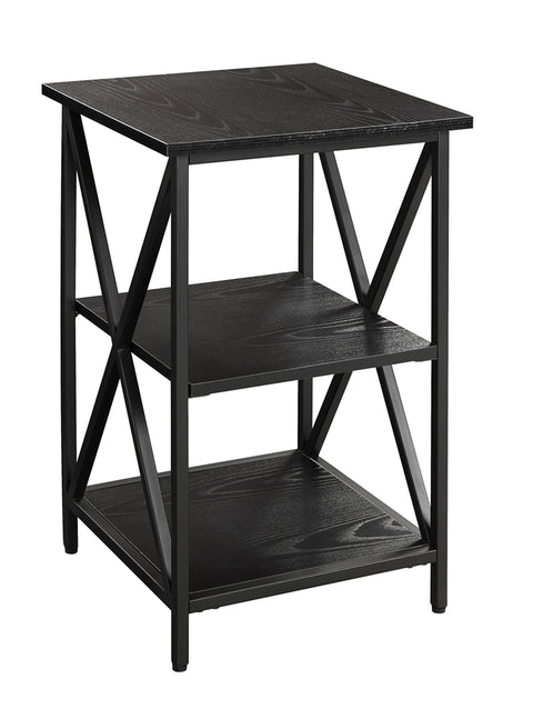 Convenience Concepts Tucson End Table with Shelves, Black/Black