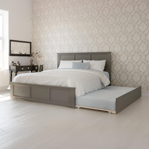 AFI, Madison King Solid Wood Platform Bed with Matching Footboard and Twin XL Trundle, Grey