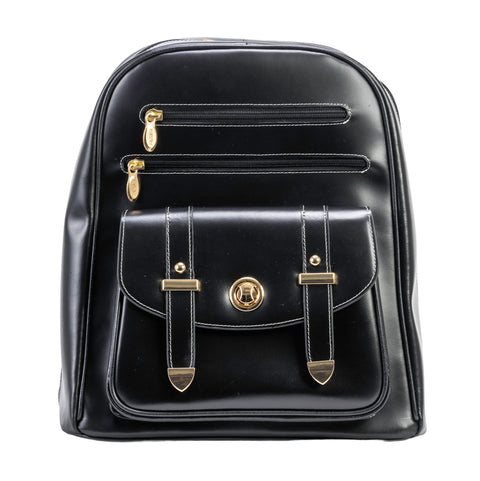 McKleinUSA Women's Leather Business Laptop Tablet Backpack, Black, Small