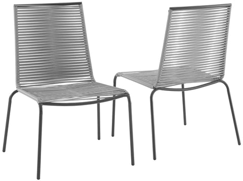 Fenton 2Pc Stackable Wicker Outdoor Chair Set Gray/Matte Black - 2 Chairs