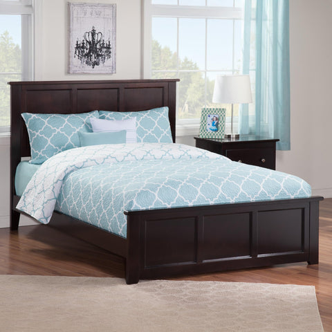 Atlantic Furniture Madison Full Wood Foundation Bed with Matching Footboard in Espresso