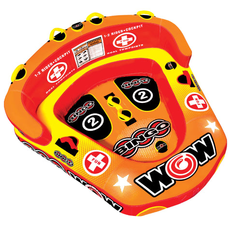 Wow Sports Bingo Cockpit Towable Tube - 1-2 Person - 340 lb Capacity - for Boating - Youth & Adults