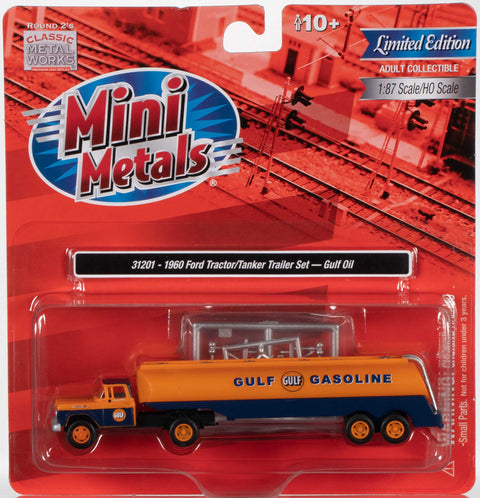 Mini Metals, 1:87 Scale - 1960 Ford Tractor w/Tanker Trailer (Gulf Oil)
