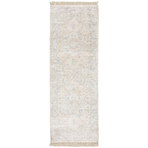 Oriental Weavers Malabar Hand-Made Area Rug - 45308-2'6" x 8' - in Beige/Grey - Vintage Inspired, Hand-Made Rugs, Entryway, Hallway Runner Rug
