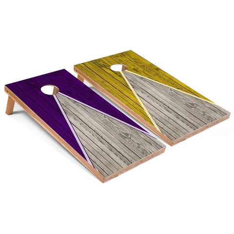 Skip's Garage Purple and Yellow Pyramid All-Weather Cornhole Boards - PVC - Include Carrying Case