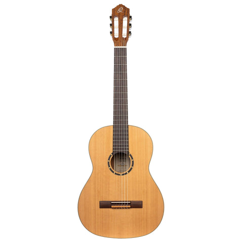Ortega Guitars 6 String Family Series Full Size Left-Handed Nylon Classical Guitar w/Bag, Cedar Top-Natural-Satin, (R122L)