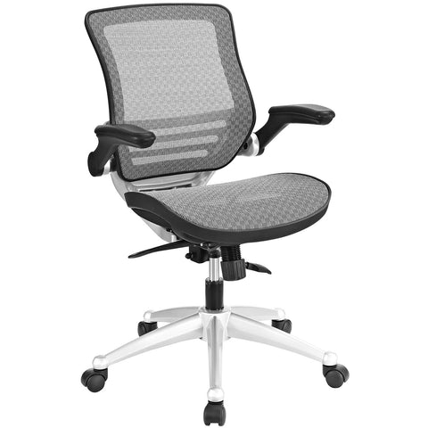 Modway Edge All Mesh Office Chair In Gray With Flip-Up Arms - Perfect For Computer Desks