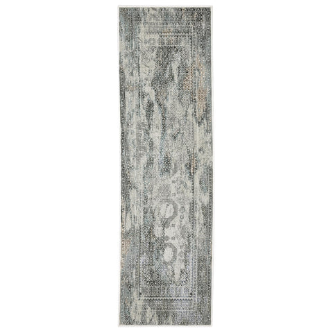 Oriental Weavers Gemini Area Rug - 4153F - 2'3" x 7'6" - in Grey/Multi - Modern Style, Stain Resistant, Family and Pet Friendly, Entryway, Hallway Runner Rug