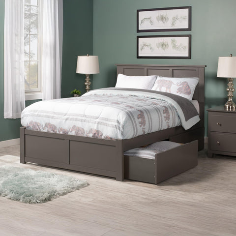 AFI, Madison Queen Platform Bed with Footboard & Storage Drawers, Grey