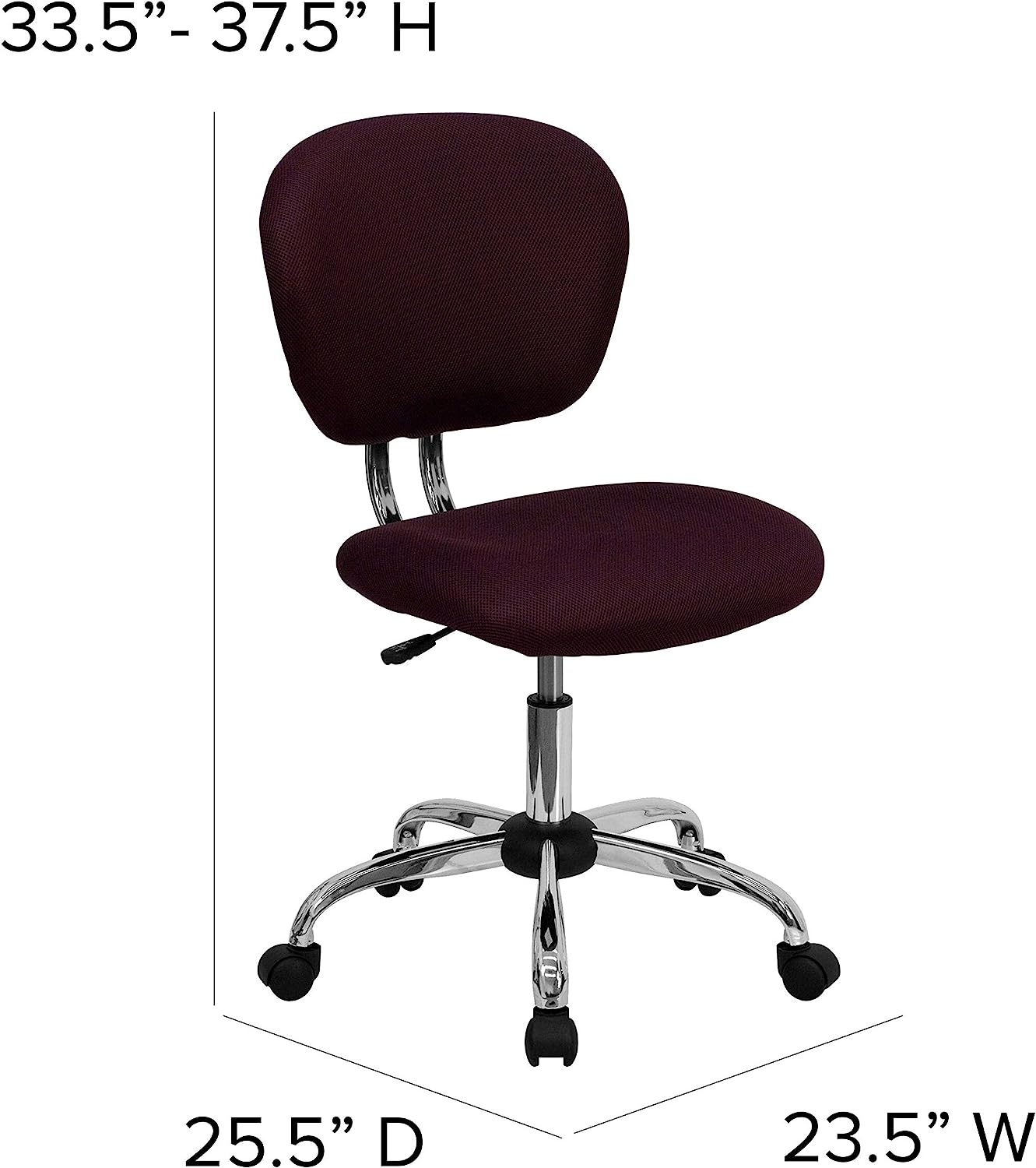 Flash Furniture Mid-Back Burgundy Mesh Padded Swivel Task Office Chair with Chrome Base
