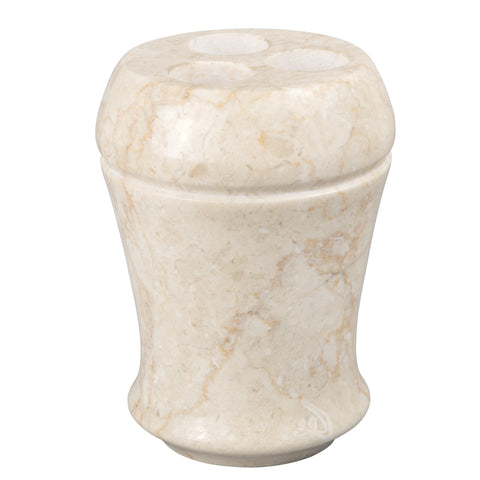 Creative Home Champagne Marble Fluted Toothbrush Holder 3.5??Dia?×?4.5??H | Hand?Carved Stone Cup for Bathroom Countertop, Makeup Brushes, Pens | Elegant Spa Organizer Gift