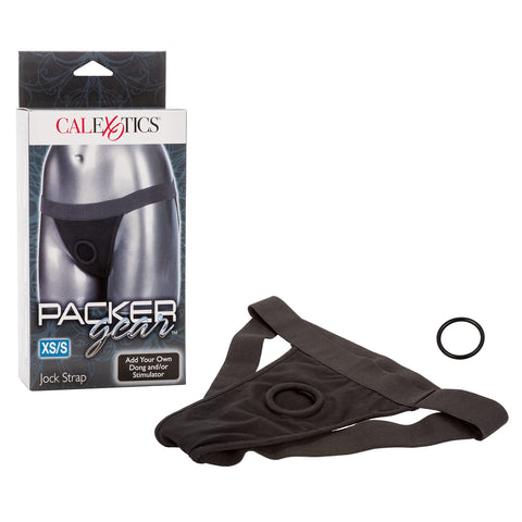 CalExotics Packer Gear Black Jock Strap Harness – Adult Sex Toy Strap On Dong Packer Probes for Couples - XS / S