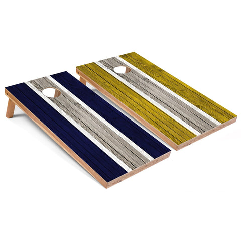 Skip's Garage Navy and Yellow Striped All-Weather Cornhole Boards - PVC - NO Accessories