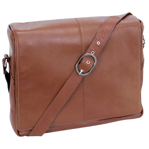 McKLEIN 13" Leather Messenger Bag- SAN FRANCESCO- Cognac