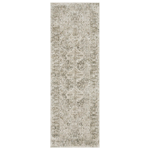 Oriental Weavers Avalon Machine Woven Area Rug - AVA08-2'7" x 7'7" - in Beige/Grey - Traditional Style Hallway, Entryway, Kitchen, Bathroom Rug