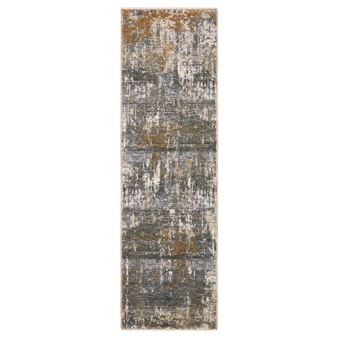 Oriental Weavers Hayden Area Rug - HAY06-2'3" x 7'6" - in Grey/Gold - Modern Style, Stain Resistant, Family and Pet Friendly, Entryway, Hallway Runner Rug