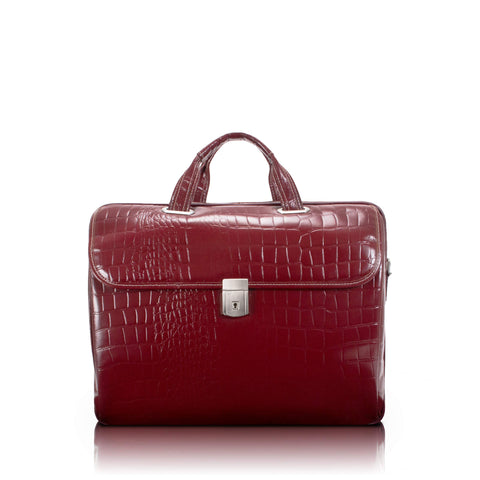 Siamod, MONTEROSSO, SERVANO, Embossed Crocco Leather, 13" Leather Tablet Briefcase, Red (35536)