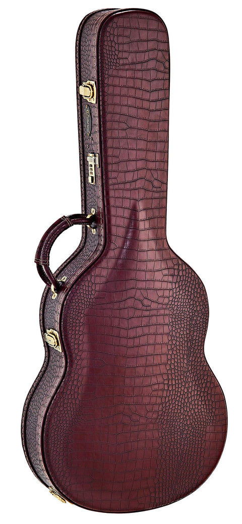 Ortega Guitars Thinline Classical Arched Deluxe Hardshell Case-15 mm Velvet Padding-Modern Brown Croco w/Vinatge Bronze Hardware (OCCPRO-T)