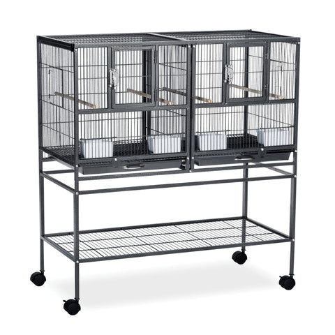 Prevue Pet Products F070 Hampton Deluxe Divided Breeder Cage with Stand,Black Hammertone,1/2"