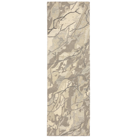 Oriental Weavers Anastasia Hand-Made Wool Area Rug - 68008-2'6" x 8' - in Beige/Ivory - Modern Style, Hand-Made Wool Rugs, Entryway, Hallway Runner Rug