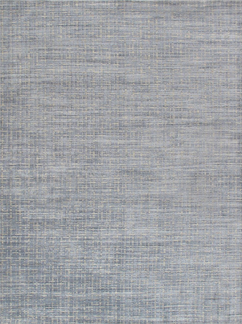 Pasargad Home Slate Collection Hand-Loomed Blue/Yellow Bsilk & Wool Area Rug with Cotton Backing- 9' 1'' X 12' 1''