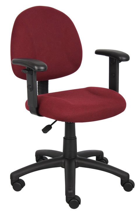 BOSS Office Products Perfect Posture Delux Fabric Task Chair with Adjustable Arms in Burgundy (B316-BY)