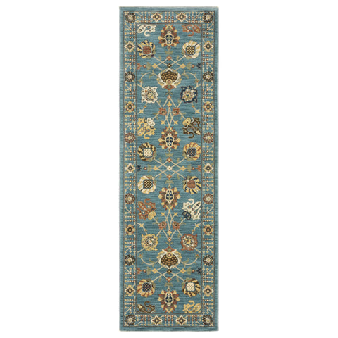 Oriental Weavers Francesca Area Rug - FR01E - 2'3" x 7'6" - in Blue/Multi - Vintage Inspired, Stain Resistant, Family and Pet Friendly, Entryway, Hallway Runner Rug