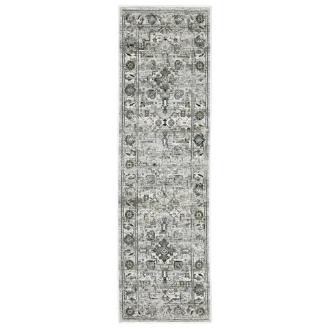 Oriental Weavers Gemini Area Rug - 020Z2-2'3" x 7'6" - in Grey/Blue - Modern Style, Stain Resistant, Family and Pet Friendly, Entryway, Hallway Runner Rug