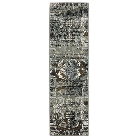 Oriental Weavers Gemini Area Rug - 2060V - 2'3" x 7'6" - in Charcoal/Multi - Modern Style, Stain Resistant, Family and Pet Friendly, Entryway, Hallway Runner Rug