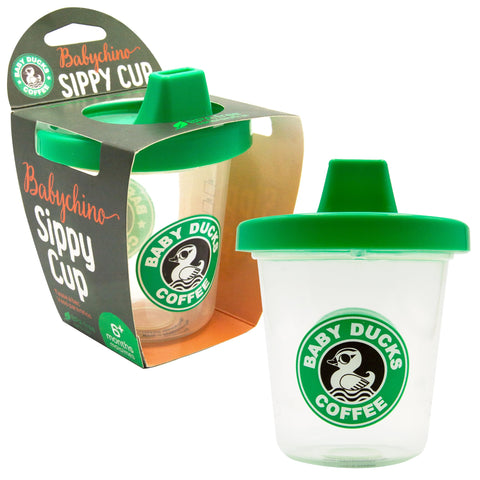 GAMAGO Baby Sippy Cup for Toddlers Ages 6+ Months - Babychino Pretend Coffee with Lid 7 oz Fun Gift Cups for Little Kids