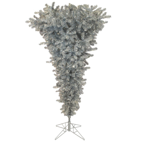 Vickerman 7.5' Silver Upside Down Artificial Christmas Tree, Unlit - Faux Upside Down Christmas Tree - Seasonal Indoor Home Decor