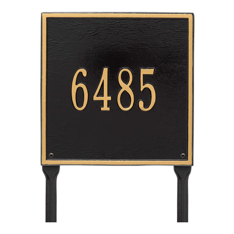 Whitehall Square Standard Lawn Plaque in Black and Gold