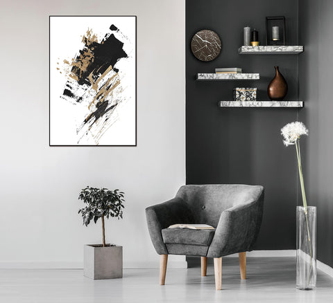 Whiteline Modern Living Nina 48"x32" Canvas Wall Art, Black PS Frame