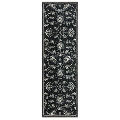 Oriental Weavers Echo Area Rug - ECH05-2'3" x 7'6" - in Blue/Ivory - Vintage Inspired, Stain Resistant, Family and Pet Friendly, Entryway, Hallway Runner Rug