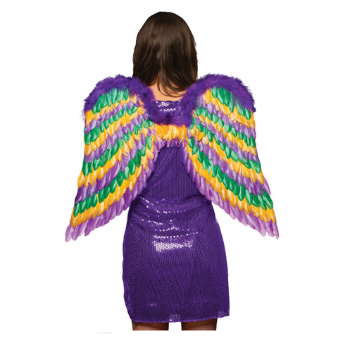 UNDERWRAPS Mardi Gras Feather Wings - Halloween Feather Accessories for Girls, Rainbow Feathers Decorations, Women Angel Wings, Cosplay Wings (One Size)