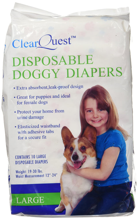 ClearQuest Disposable Doggy Diapers, Super Absorbent Leak-Proof Pet Diapers