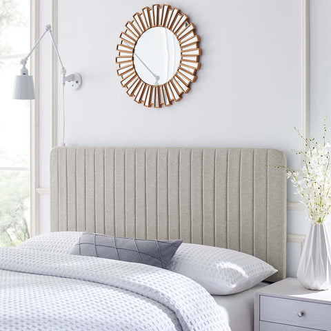 Modway Milenna Channel Tufted Fabric King/California King Headboard in Oatmeal